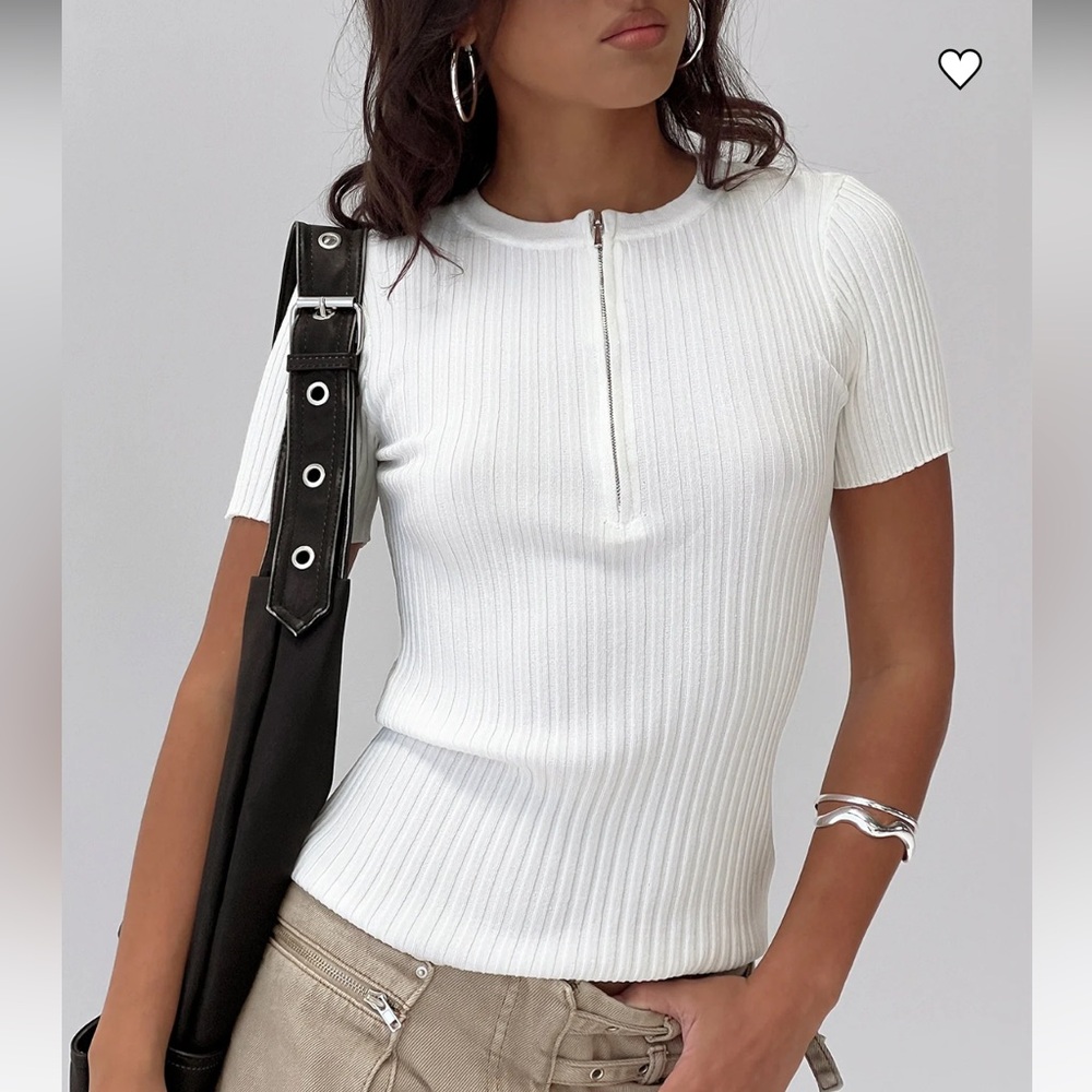Princess Polly Hold The Line Zip Through Top White